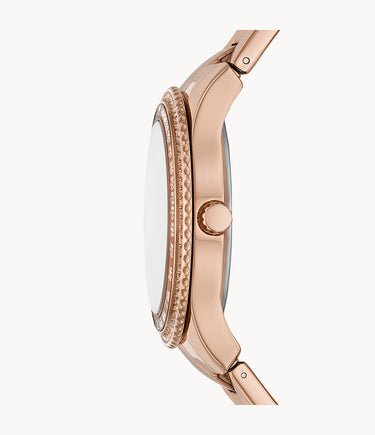 Fossil Damen Armbanduhr Stella Sport Multifunktionswerk Edelstahl roségoldfarben ES5109